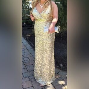 Gold sequence Mac Duggal long dress